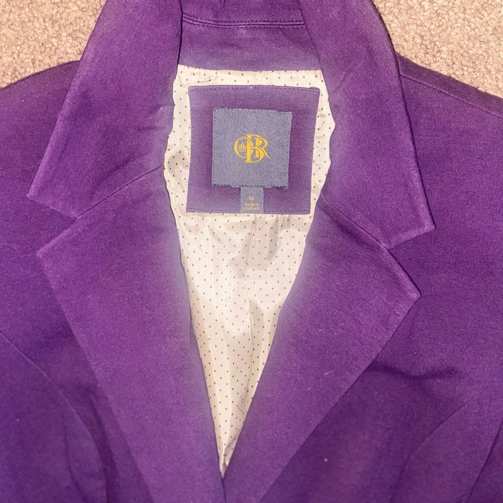 Purple blazer suit coat